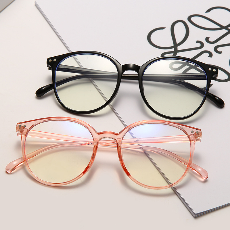 Gaming Glasses Blue - 1pcs Round Transparent Computer Glasses Frame