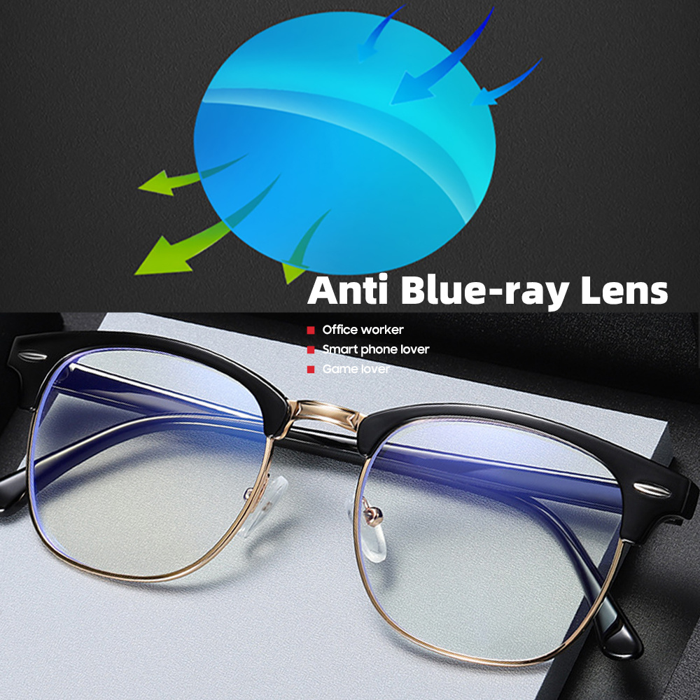 Classic Square Rimless Anti Bl - Gaming Glasses Blue review and price
