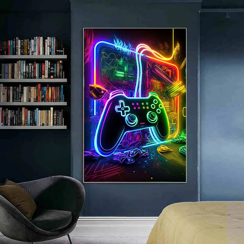 Neon Game Canvas Paintings Gam - Esports Gaming Poster review and price
