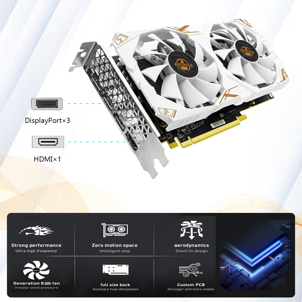 AIBOMAN Video Card AMD RX580 8 - Esports Gaming Fan review and price
