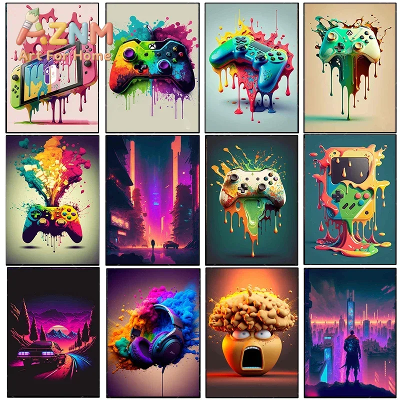 Vintage Canvas Painting Colorf - Esports Gaming Poster review and price