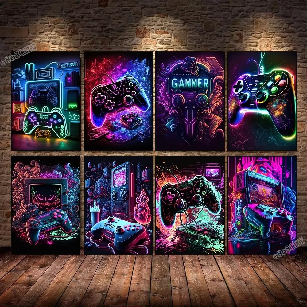 Neon Game Canvas Paintings Gam - Esports Gaming Poster review and price