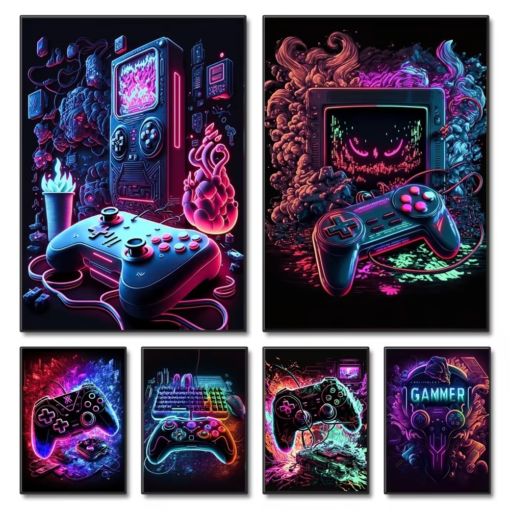Neon Game Canvas Paintings Gam - Esports Gaming Poster review and price
