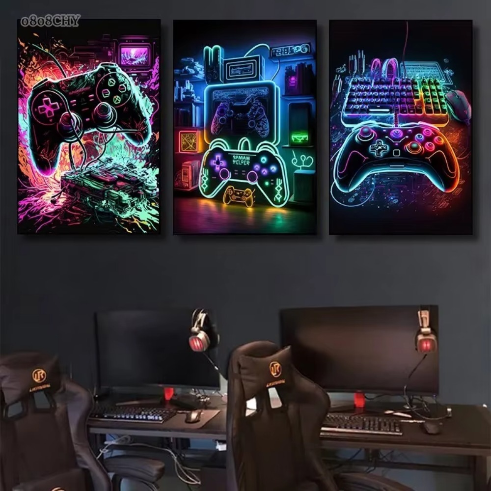 Neon Game Canvas Paintings Gam - Esports Gaming Poster review and price