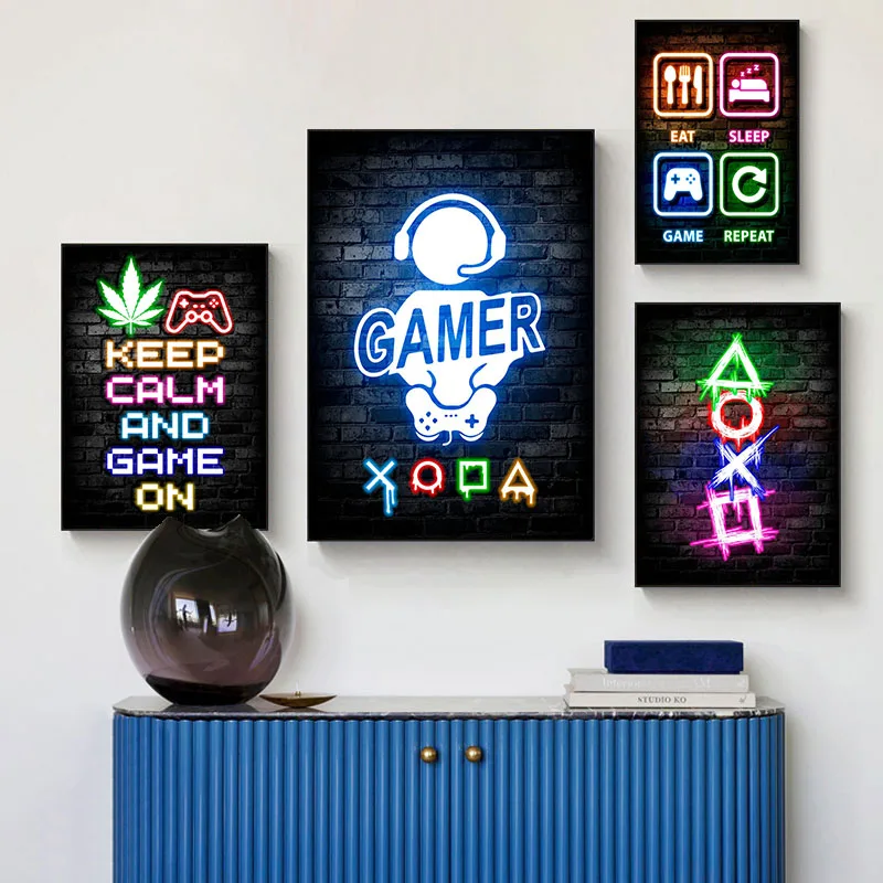 Gaming Neon Eat Sleep Game Rep - Esports Gaming Poster review and price