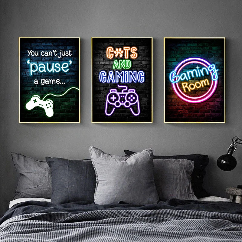Gaming Neon Eat Sleep Game Rep - Esports Gaming Poster review and price