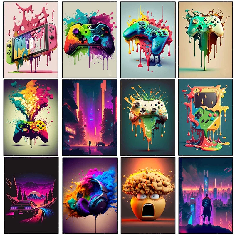 Vintage Canvas Painting Colorf - Esports Gaming Poster review and price